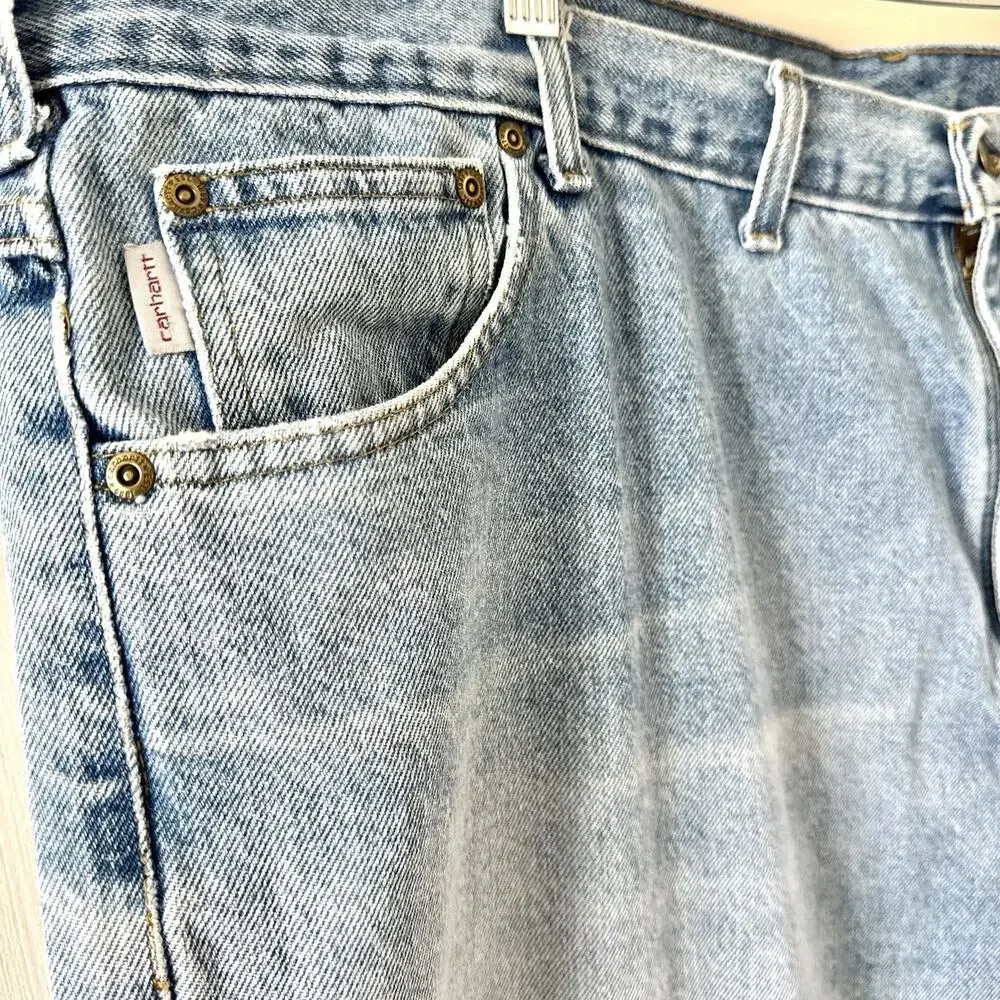 Carhartt B17 Mens Jeans 52x30 Relaxed Fit Light Denim Workwear Big Tall Pants